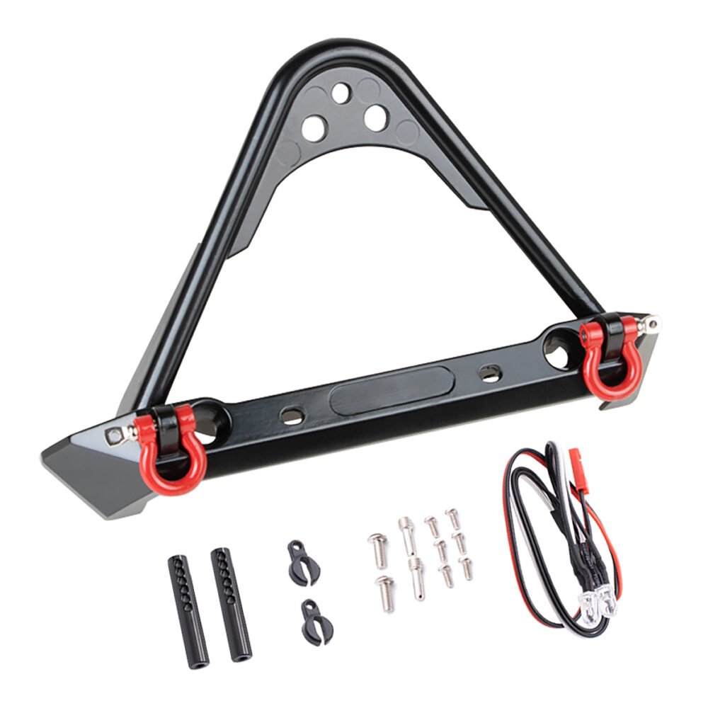 Metal Front Bumper with LED Light Bar for Axial SCX10 & TRX-4 Heavy-Duty RC Crawler Upgrade